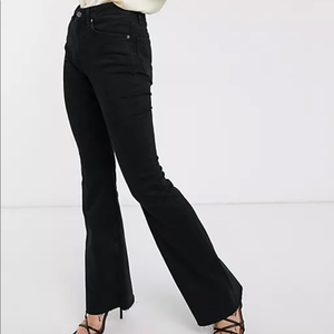 MANGO NWT Black Denim High Rise‎ Flares Sz 1